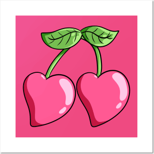 Pink Heart Cherry Posters and Art